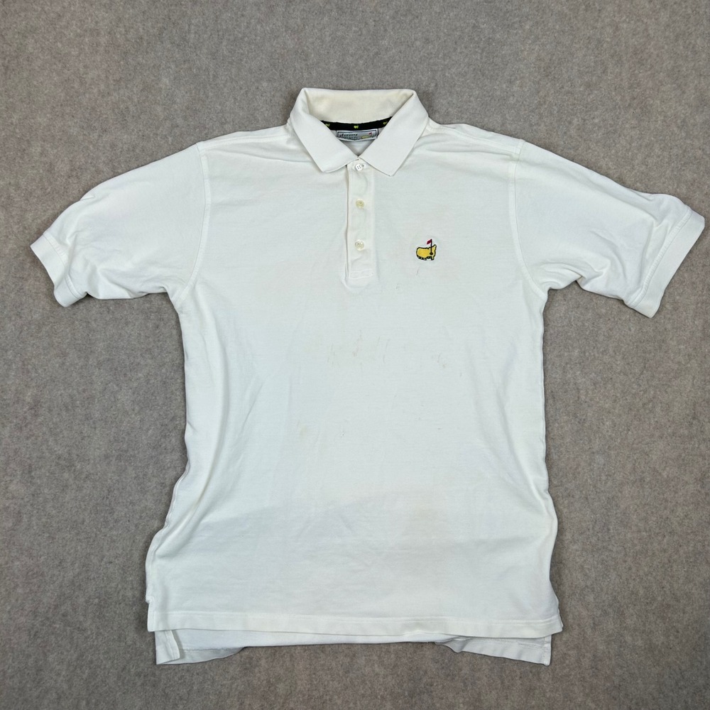 Slazenger Augusta National Masters Polo Shirt Mens Large White Cotton Pique Logo